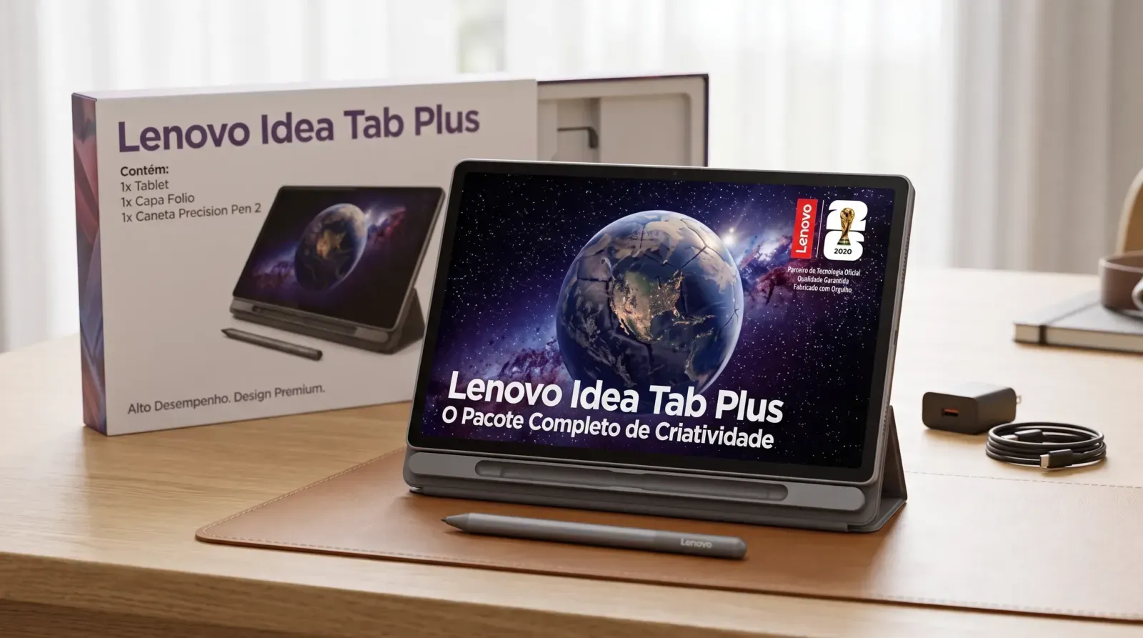 Lenovo Idea Tab Plus com caneta e case inclusos, recém desembalado